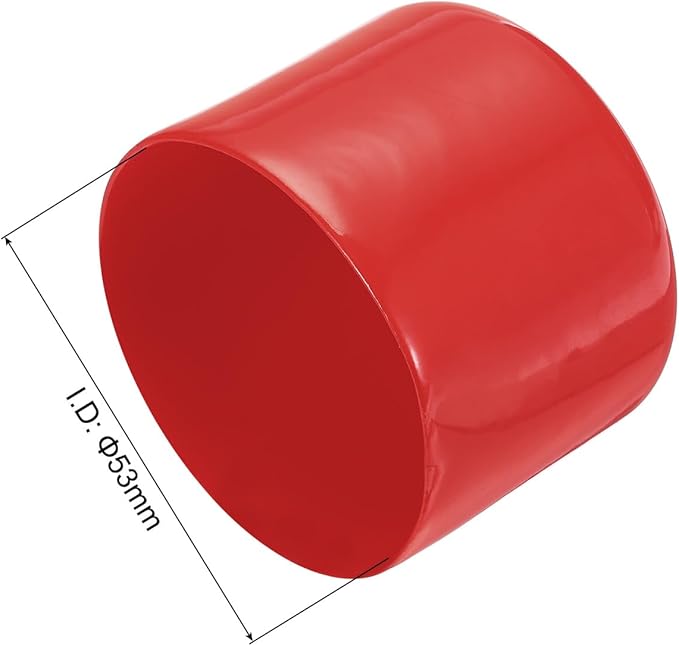 uxcell 4pcs Rubber End Caps 53mm ID Vinyl Round End Cap Cover Screw Thread Protectors Red, 40mm Height