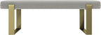 VANT Upholstered Bed Bench - Zigrino Oyster - Burnished Brass - Contemporary Modern, Bedroom Bench Seat, Hallway, or Entryway
