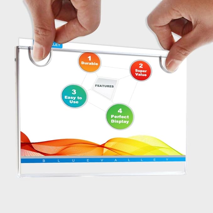 BlueValley 3 Pack Acrylic Wall Sign Holder 8.5x11 Horizontal - Clear Plastic Flyer, Document & Poster Frame for Office, Restaurants, Classrooms, Trade Shows - Wall Mounted Display with Screws & Adhesive Tape