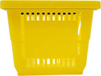 LOYALHEARTDY 12PCS Shopping Baskets with Handles, 21L Plastic Grocery Basket for Retail Store, Supermarket, Grocery Shopping |17" x 12" x 9" Portable Shop Basket (Yellow)