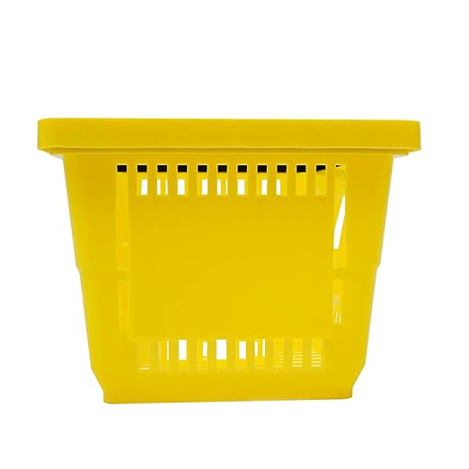 12Pcs 18L Shopping Baskets with Handles, Portable Plastic Retail Grocery Baskets Large Capacity for Stores, Supermarket, Retail, Groceries Shopping (Yellow)