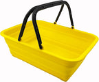 SAMMART Collapsible Basket with Handle 8L (2.1 Gallon)- Portable Outdoor Picnic Basket/Crate - Foldable Basin for Washing Dishes,Camping,Hiking (Golden Yellow)