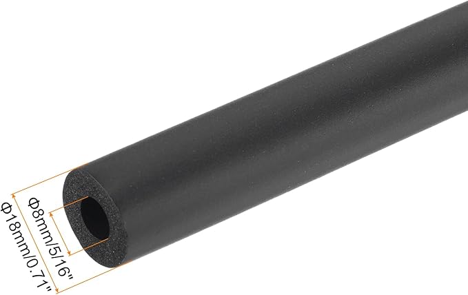 uxcell Foam Tubing for Handle Grip Support,8mm(5/16") ID 18mm(0.71") OD 0.3 Meter/1ft Length Black