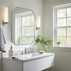 ANDY STAR Chrome Bathroom Mirror, 22x30 Inch Polished Chrome Rectangle Mirror, Scalloped Bathroom Mirror with Stainless Steel Metal Frame, Ideal for Bathroom, Living Room