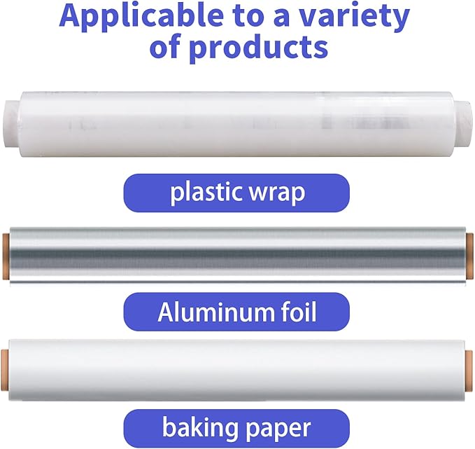 KAMMAK Plastic Wrap with Slide Cutter - 12 Inch Food Service Cling Film Roll - Clear Refillable Stretch Film - 1000 SQ FT Wrap - Bulk Quick Cut for Restaurant, Kitchen