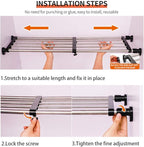 Hershii Expandable Closet Tension Shelf Rod Adjustable Metal Storage Rack Cabinet Organizer DIY Divider Separator Shelves for Wardrobe Cupboard Kitchen Bathroom, Black,43.3-75inches