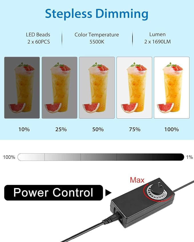 PULUZ Light Box 24x24in, Portable Photo Studio Light Box with 120 LED Lights ＆6 Color backdrops Professional Photography Lighting Tent Kit for Big Product Photography Lightbox