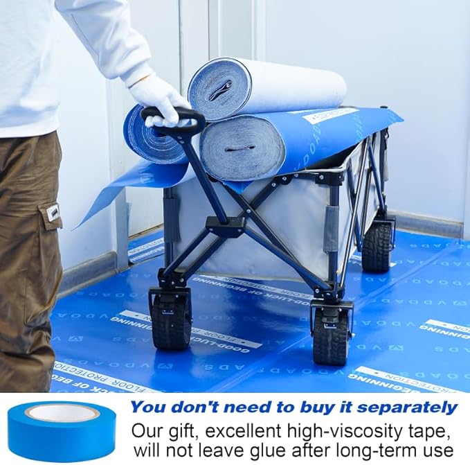 39" x 100'Heavy-Duty Temporary Floor Protection Roll Construction & Renovation for Tile Protectors for Hardwood Floors Tairs Carpet Paint Proof Painting Flooring Protection Film Covering Longtime