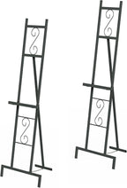 OUSHENG 2 Pack Easel Stand for Sign, Large Wedding Welcome Mirror Holder, Adjustable Free Standing Painting Rack with Chain Support for Display Poster Picture Frame Art, 17" x 17" x 58", Black