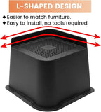 Bed Risers 2 inch, 3 inch, 4 inch, 6 inch or 8 inch Heavy Duty Furniture Risers, Up to 6000 Lbs L Shaped Design Bed Lifts Blocks for Couch Desk Sofa Table (Black, 4 Inch 4 Pack)
