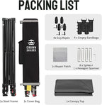 CROWN SHADES 10x10 Pop Up Canopy Tent - Patented Center Lock One Push Instant Outdoor Canopy Beach Tent with STO-N-Go Bag 8 Stakes & 4 Sand Bags，Grid Grey
