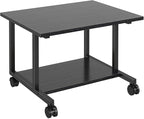 Livofloral Under Desk Printer Stand, 20.5 x 15.7 Inches Cart With Wheels, 2 Tier Mobile Table for Home Office, Large Stand With Storage for Mini Fridge, Black