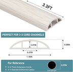 Floor Cord Cover Self Adhesive Cord Hider Floor Extension Cord Covers for Floor Power Cord Protector Cable Management Prevent Cable Trips Cable Cavity 0.47" W x 0.27" H (Beige Wood, 3.3Ft)