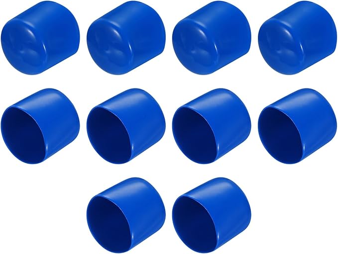 uxcell 10pcs Rubber End Caps 36mm ID Vinyl Round End Cap Cover Screw Thread Protectors Blue