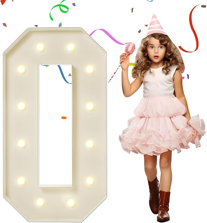 4FT Marquee Numbers, Large Light Up Numbers 0 for 10th 20th 30th Birthday Party Decorations, Giant Light Up Number for 2026 Graduation Prom Decor, 4 Feet Number 0 w/Lights DIY Kit