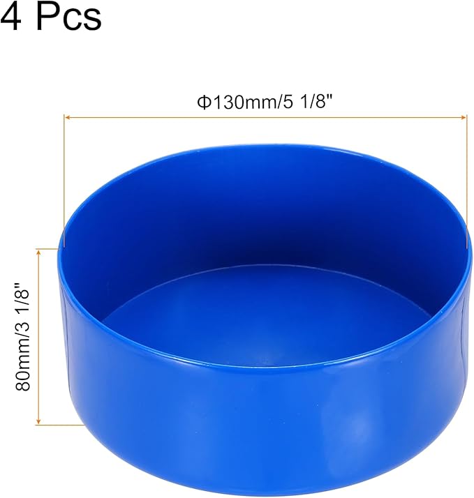 uxcell 4pcs Rubber End Caps 130mm(5 1/8 Inch) ID x 80mm(3 1/8 Inch) H Vinyl Round End Cap Cover Screw Thread Protectors Blue