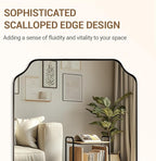 ANDY STAR 30"x48" Brushed Bronze Rectangle Mirror, Large Scalloped Bathroom Mirror in Premium Stainless Steel Frame, Timeless Shape with Unique Flair, Ideal for Home Remodel (Vertical/Horizontal)