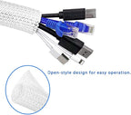 3/4"-50ft Extra-Long Braided Cable Sleeve Protector - Self-Wrapping Pet-Proof Wire Loom for Home Theater, Office, Car Engine, Chew-Resistant Cord Cover, White