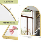 BEAUTYPEAK 36"x48" Arch Bathroom Mirror, Wall Mounted Vanity Metal Frame Mirror for Bedroom, Entryway, Living Room, Gold