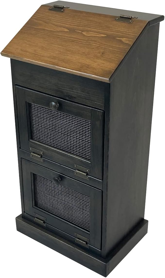 Peaceful Classics Wooden Bread Bin, Decorative Onion Storage Bin, Wooden Vegetable Bin w/Lid for Kitchen Pantry, Mocha