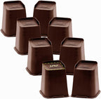 Bed Risers 1 inch, 2 inch, 3 inch, 4 inch, 6 inch, 8 inch Heavy Duty, Oversized Furniture Riser for Couch Sofa Table Chair Leg Frame Dorm, Support up to 6000 Lbs (Chocolat Brown 8 Pack, 8 inch)