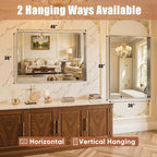 48"x36" Silver Framed Bathroom Mirror, Large Rectangular Vanity Mirror, Aluminum Metal Frame, Wall Farmhouse Modern Wall-Mounted Mirrors for Bathroom, Bedroom, Living Room, Over Sink