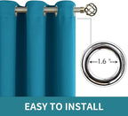 BGment Blackout Curtains - Grommet Thermal Insulated Room Darkening Bedroom and Living Room Curtains, Set of 2 Panels (52 x 63 Inch, Peacock Blue)