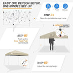 EAGLE PEAK 10x10 Slant Leg Pop-up Canopy Tent Easy One Person Setup Instant Outdoor Beach Canopy Folding Portable Sports Shelter 10x10 Base 8x8 Top (Light Beige)