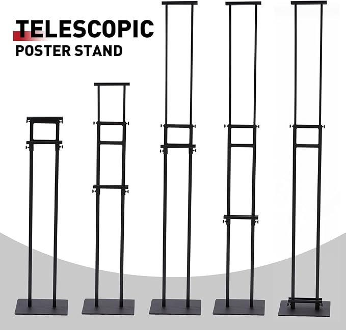 DISPLAYSWORKER Poster Stand for Display,Double Sided Banner Floor Stand with heavy duty Metal Base, Adjustable Pedestal Signage Up to 78 inches for Board & Foam Sign (Double-Pole)