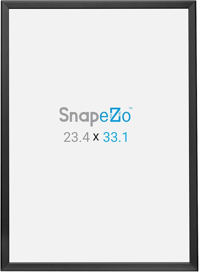 SnapeZo 23.4 x 33.1 (A1 Euro Size) Black Poster Frame, Front-Loading, Wall Mount, Aluminum 1.25" Profile, Professional Series