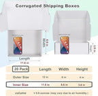 MEBRUDY 12x9x4 Shipping Boxes, 20 Pack White Literature Mailer Corrugated Cardboard Box for Small Business Mailing Packaging