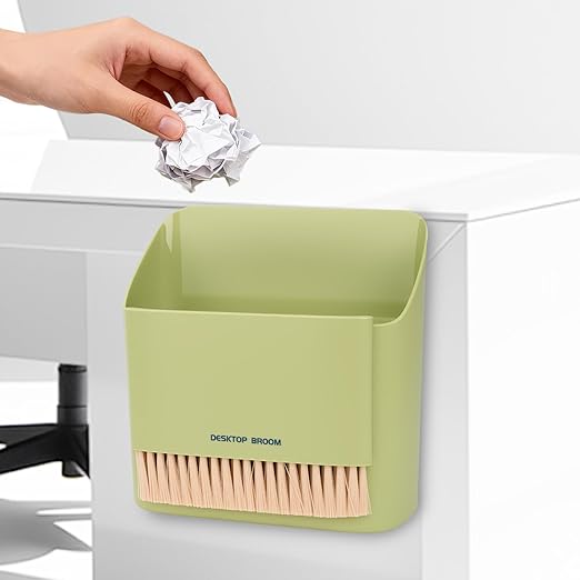 Mini Trash Can Broom Dustpan: Small Hanging Garbage Lint Bin for Laundry Room Office Desk Kitchen Cabinet Door Dorm Table RV Car - Tiny Countertop Bedside Wall Mount Trashcan Brush Dust Pan Set
