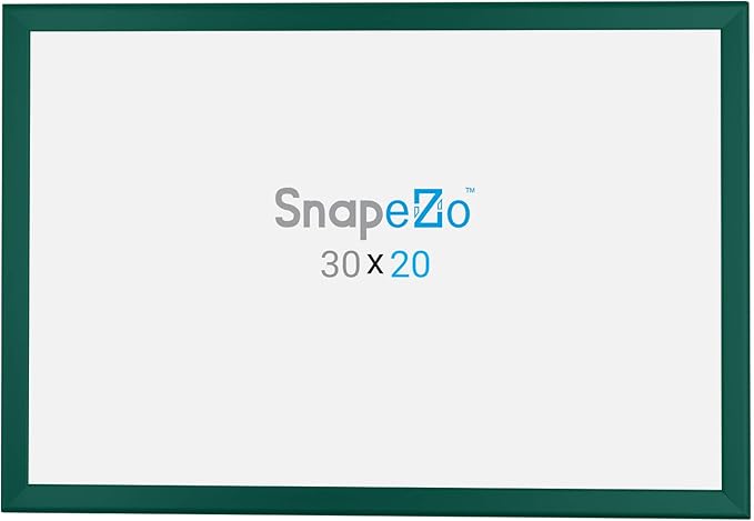 SnapeZo Poster Frame 20x30, Green, 1.25 Inch Aluminum Profile, Front-Loading Snap Frame, Wall Mounting, Professional Series