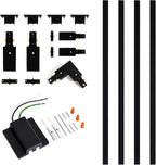 VANoopee 13FT H Track Lighting Rails Black, H Type Track Lighting Kit with Floating Canopy Connector, End Caps, Live End Feeds, I T & L Connectors, Compatible with Single Circuit H Style Track System