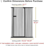 Lumizone Extra Tall Cat Gate 55.12" High Pressure Mounted Extra Wide 2025 New (17 Sizes) 1.37" Gap No Drilling Auto-Close One-Handed Operation Tall Pet Gate for Dogs(Black, 55.12" H x 42.52"-46.64" W)