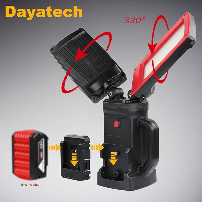 12000LM 85W Cordless LED Work Light, Dual-Head with Tripod, Compatible with Dewalt, Milwaukee, Makita 18–21V Battery, Flicker-Free, Glare-Free, Brightness Adjustable for Jobsite and Garage