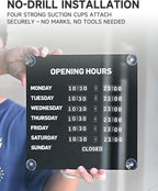 Metal Business Hours Sign with Suction Cups - Magnetic Open Closed Display Board for Storefront Window, Glass Door, Tile Wall & Counter - Changeable, Reusable & Rust-Resistant Steel Kit