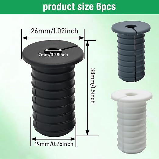 6pc Starlink Cable Grommet 3/4" Silicone Anti-Slip Wall Hole Pass Through Split Cable Bushings for TV Wire Ethernet Cord, Starlink Cable Routing Kit Accessories,38mm/1.5"Ht, Black