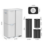 mVm Kitchen Trash Can, 60 Liter / 16 Gallon 3-in-1 Garbage Can for Wet/Dry Waste Sorting, Recycling Bin with Foot-Pedal, Soft-Close,Anti-Fingerprint,Stainless Steel Trash Can for Kitchen,Living Room