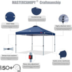 MASTERCANOPY Durable Pop-up Canopy Tent with Roller Bag (10x10, Navy Blue)