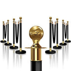 8PCS Black-Gold Stanchions Posts with 4PCS 5 ft Red Velvet Rope, Red Velvet Rope Stanchion Set Crowd Control Barriers, Stanchions and Velvet Ropes Red Carpet Poles for Party Supplies