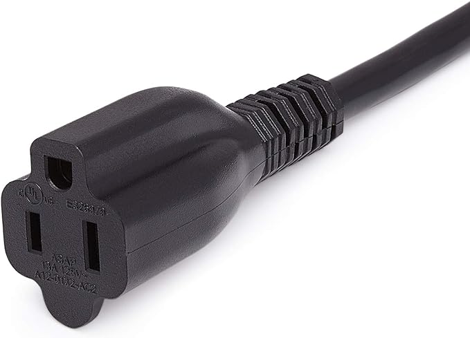 Amazon Basics Extension Cord, 3 Ft, 3 Prong Outlet Extender, Indoor Extension Cord, 13 Amps, 125V, Black