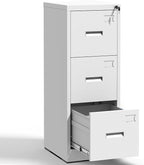 3 Drawer File Cabinets with Lock, White Vertical Filing Cabinet for Home Office, Heavy Duty Metal Storage Cabinets Office Steel Cabinet for Letter Legal Size Files, Assembly Required