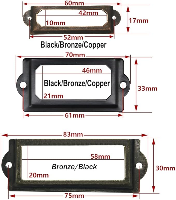 32pcs Black Metal Label Holders Office Library File Drawer Cabinet Card Tag Label Holder Metal Frame 70mm x 33mm