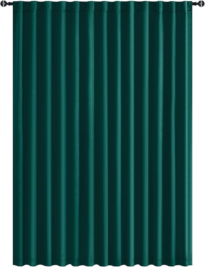 Hiasan Christmas Blackout Patio Sliding Door Curtain Extra Wide Thermal Insulated Privacy Room Divider Panel with Back Tab & Rod Pocket for Bedroom Partition Glass Door (100 x 84 Inches, Hunter Green)