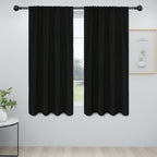 Easy-Going Rod Pocket Blackout Curtains for Bedroom, Room Darkening Window Curtains for Living Room, Thermal Insulated Noise Reduction Solid Window Drapes, 2 Panels(34x63 in, Black)