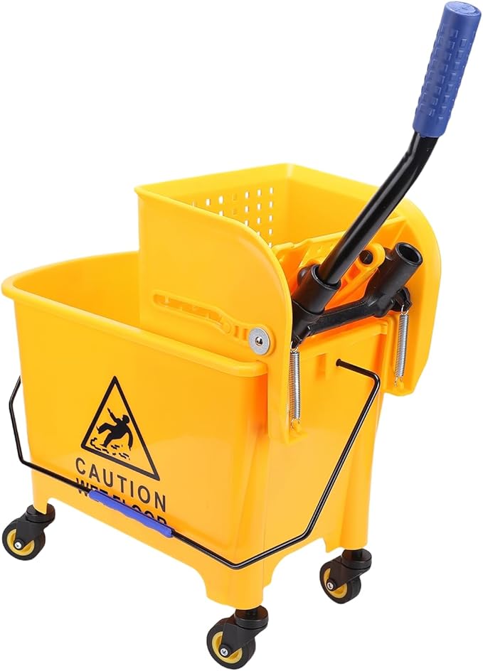 Diydeg Commercial Mop Bucket, 20L Heavy Duty Mop Buckets with Side Press Wringer, Wheels and Handle, Efficient Sturdy Industrial Mop Buckets for Floor Cleaning and Mopping