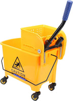 Diydeg Commercial Mop Bucket, 20L Heavy Duty Mop Buckets with Side Press Wringer, Wheels and Handle, Efficient Sturdy Industrial Mop Buckets for Floor Cleaning and Mopping