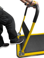 Heavy Duty Foldable Push Cart Dolly | 330 lbs. Capacity | Upgraded Collapsible Hand Truck Folding Platform with Swivel Wheels | Flat Bed Moving Wagon | Space Saving Push Handle (Yellow)