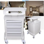 3 Drawers Salon Trolley Cart with Top Shelf, ABS Rolling Storage Cabinet Trolley w/Handle, 66lbs Capacity Mobile Utility Cart for Salon & Dental Clinic